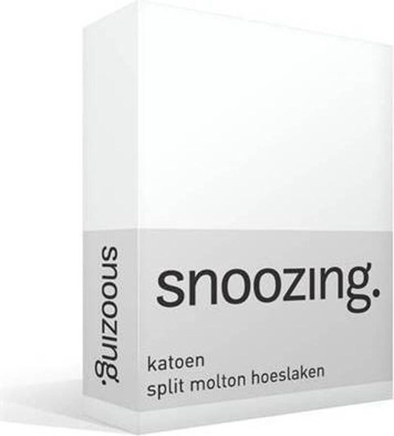 Snoozing Katoen Split Molton Hoeslaken Lits-jumeaux 200x210 220 cm Wit