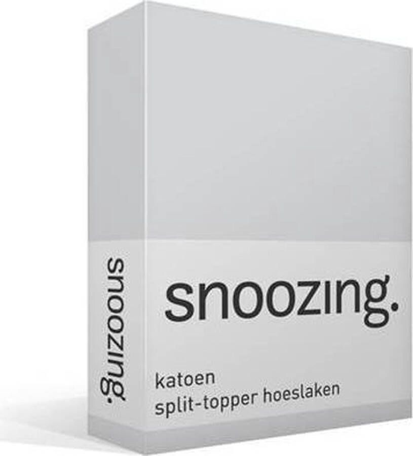 Snoozing Katoen Split-topper Hoeslaken Lits-jumeaux 200x210 220 cm Grijs