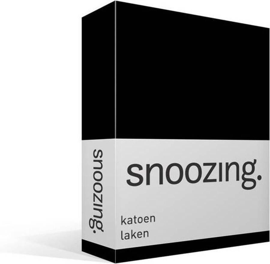 Snoozing Laken Katoen Eenpersoons 150x260 cm Zwart