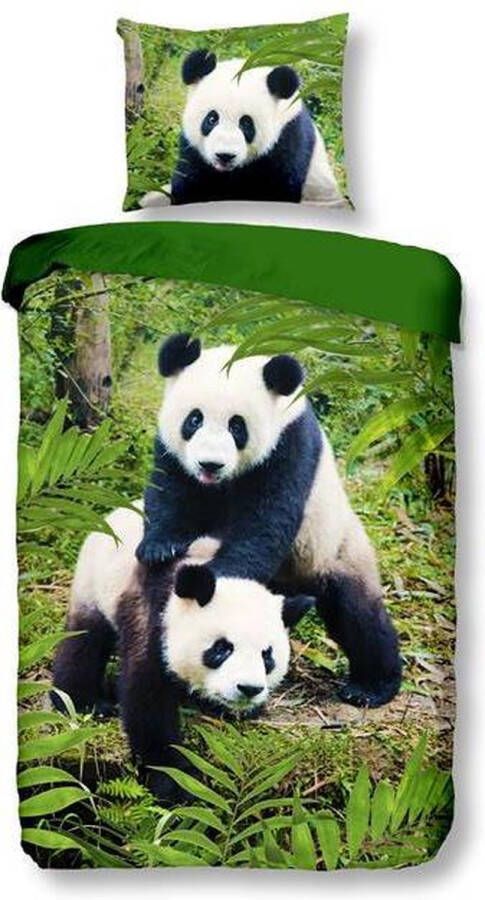 Snoozing Pandas Flanel Dekbedovertrek Eenpersoons 140x200 220 cm + 1 kussensloop 60x70 cm Multi kleur