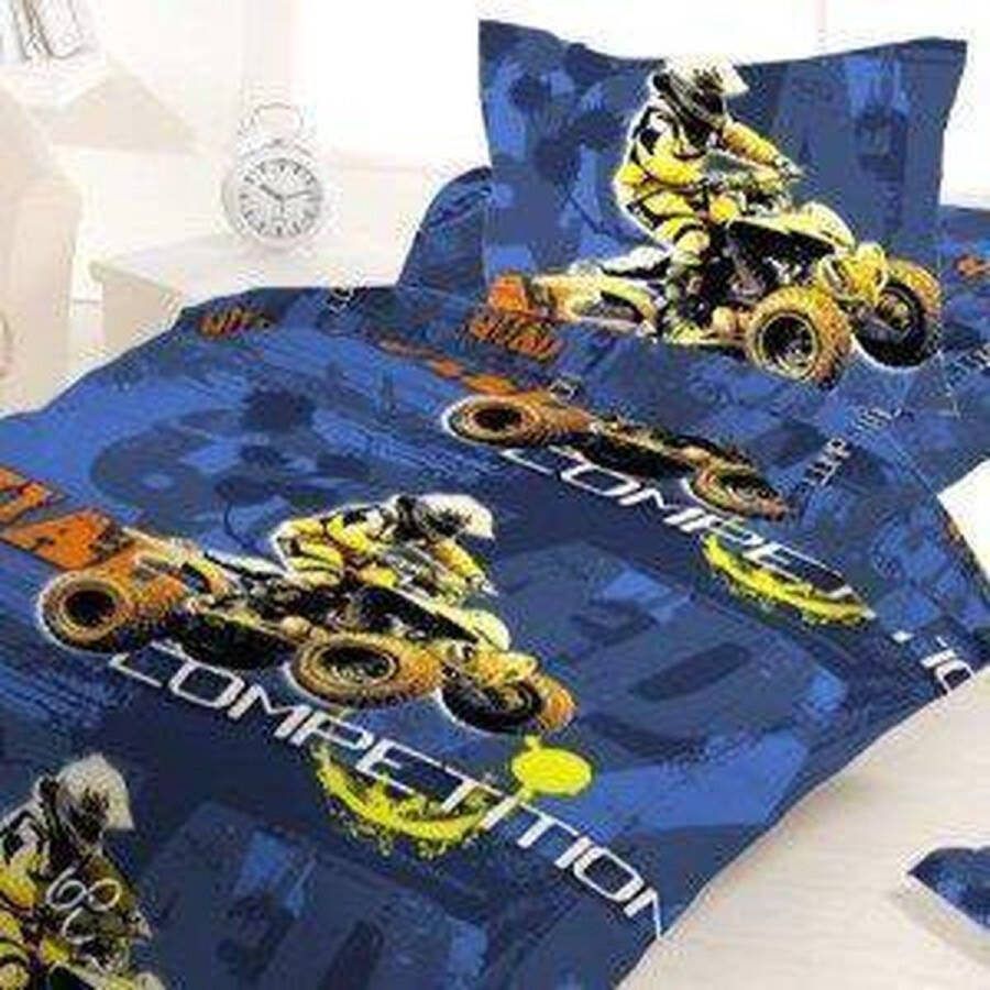 Snoozing Quad Race flanel dekbedovertrek Blauw 1-persoons (140x200 cm + 1 sloop)