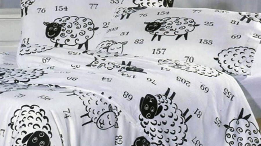 Snoozing Schaap Dekbedovertrek Lits-jumeaux 270x200 220 cm + 2 kussenslopen 65x65 cm Wit