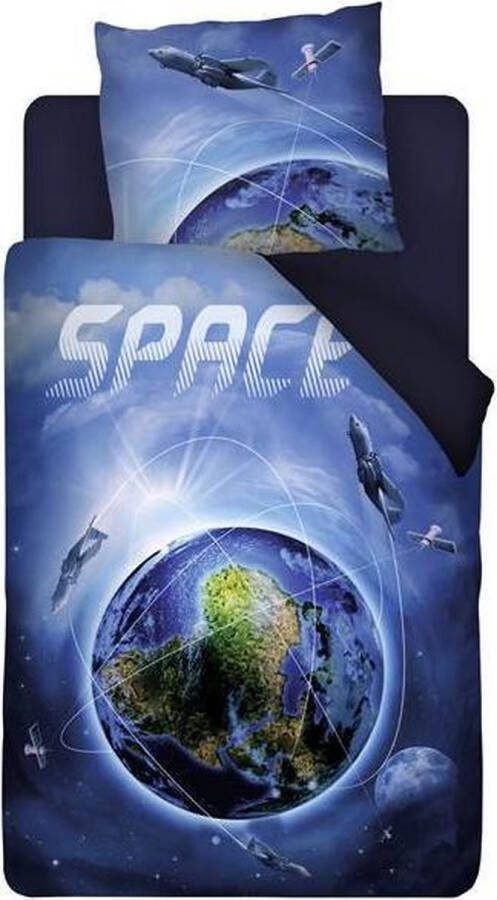 Snoozing Space Dekbedovertrek Eenpersoons 140x200 220 cm + 1 kussensloop 60x70 cm Blauw