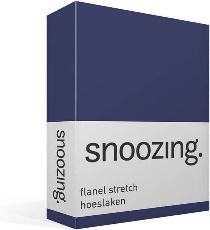 Snoozing stretch flanel hoeslaken Lits-jumeaux Navy