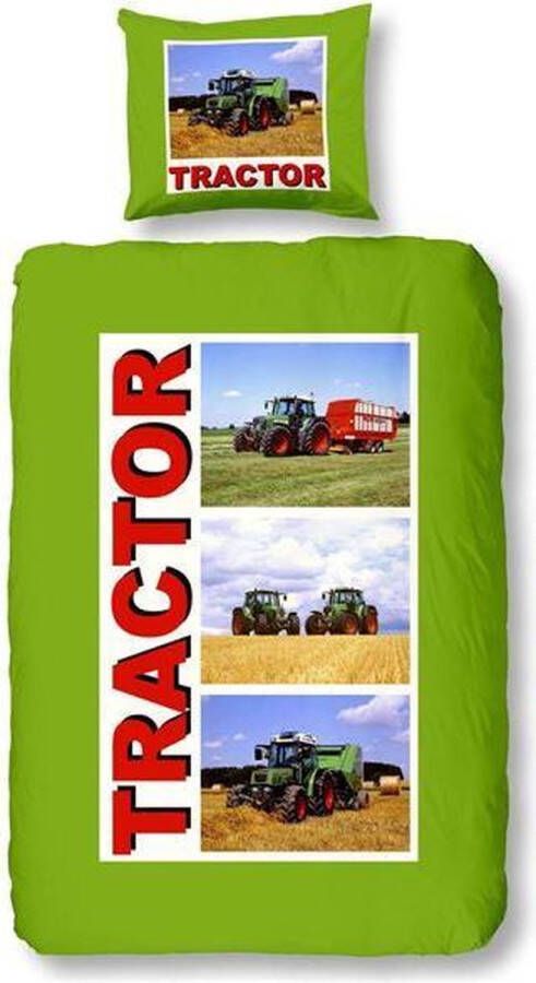 Snoozing Tractor Flanel Dekbedovertrek Eenpersoons 140x200 220 cm + 1 kussensloop 60x70 cm Groen