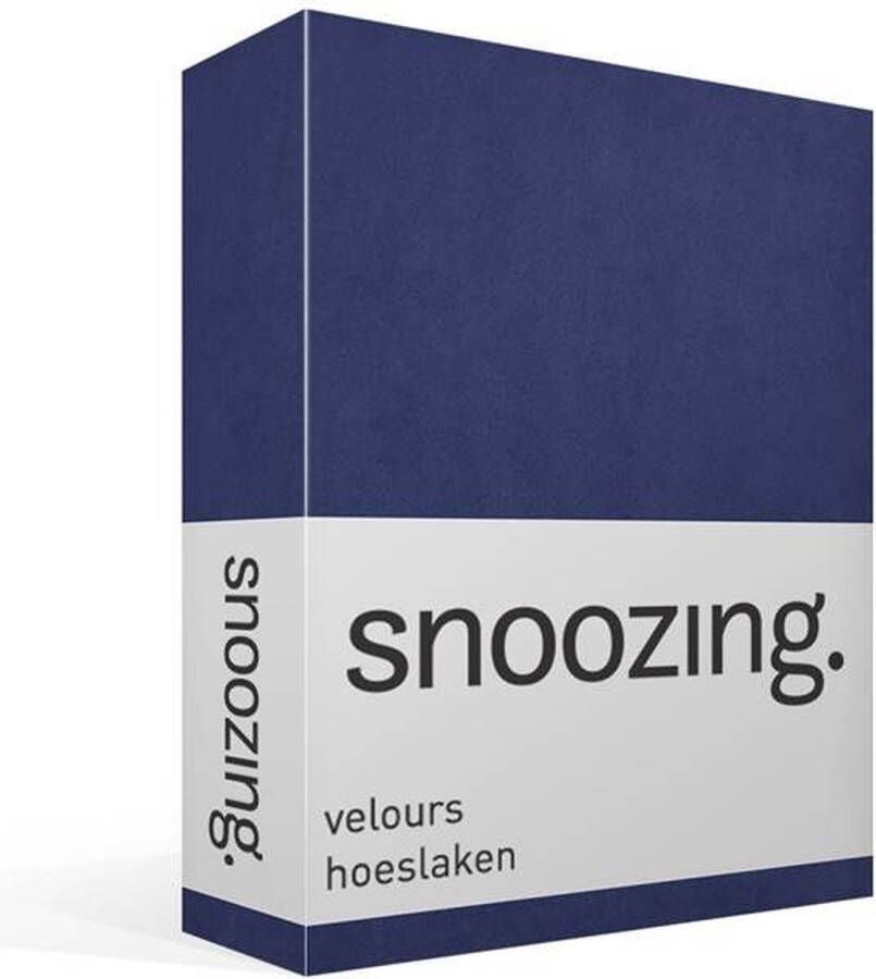 Snoozing velours hoeslaken Lits-jumeaux Navy