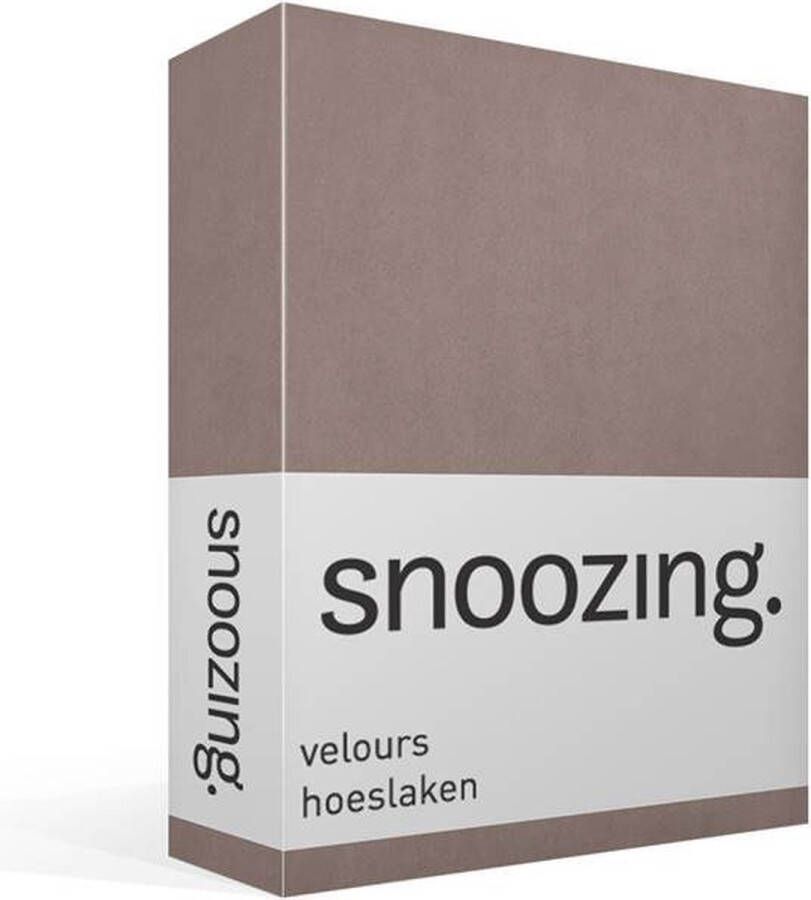 Snoozing velours hoeslaken Lits-jumeaux Taupe