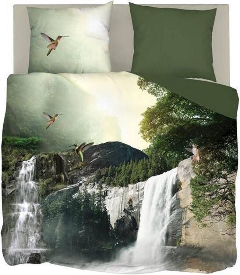 Snoozing Waterfalls Dekbedovertrek Lits-jumeaux 240x200 220 cm + 2 kussenslopen 60x70 cm Groen