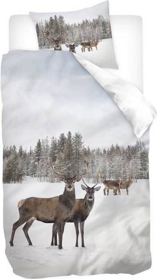 Snoozing Winter Landscape Flanel Dekbedovertrek Eenpersoons 140x200 220 cm Wit