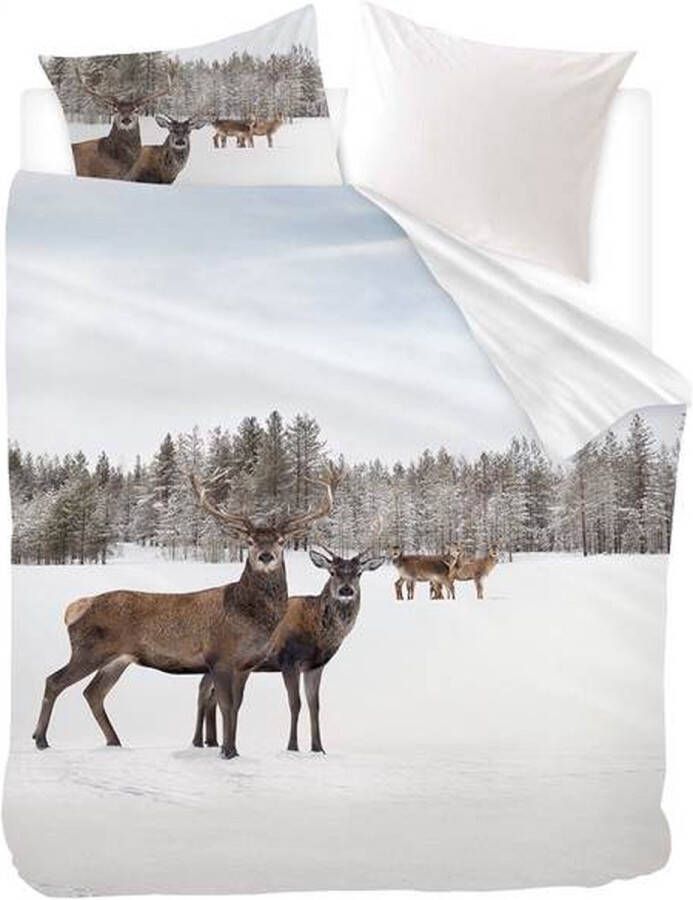 Snoozing Winter Landscape Flanel Dekbedovertrek Lits-jumeaux 260x200 220 cm Wit