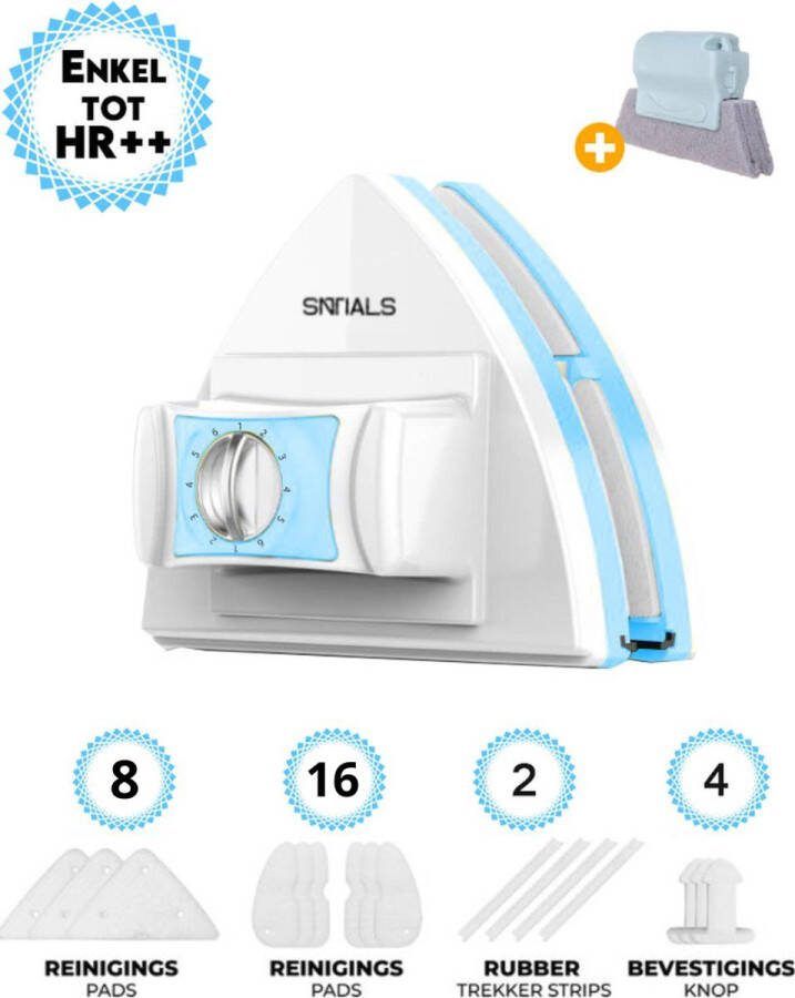 SNTIALS Magnetische ramenwasser 4-35mm Geschikt voor HR HR+++ Alle Soorten Ramen Verschillende Standen Verstelbaar Binnen en Buitenzijde Raam Extra Accessoires Gratis schoonmaakborstel