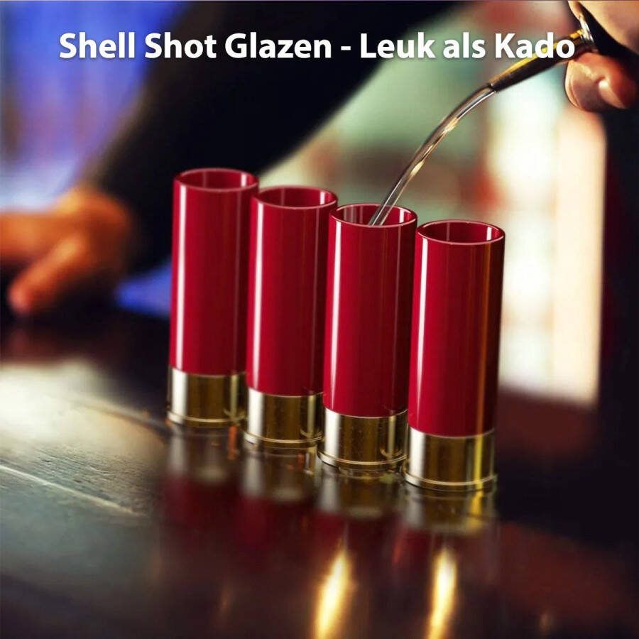 Snuffelvoordeel 4 Stuks 'Shot Glas' 12 kaliber Kunststof Ammunitie Shot 'Shell Borrelglas' Munitie Patroon 'Shot glas' Tactical Shotglazen Kogelhuls Shooter Set Bullet Casing Shotglazen