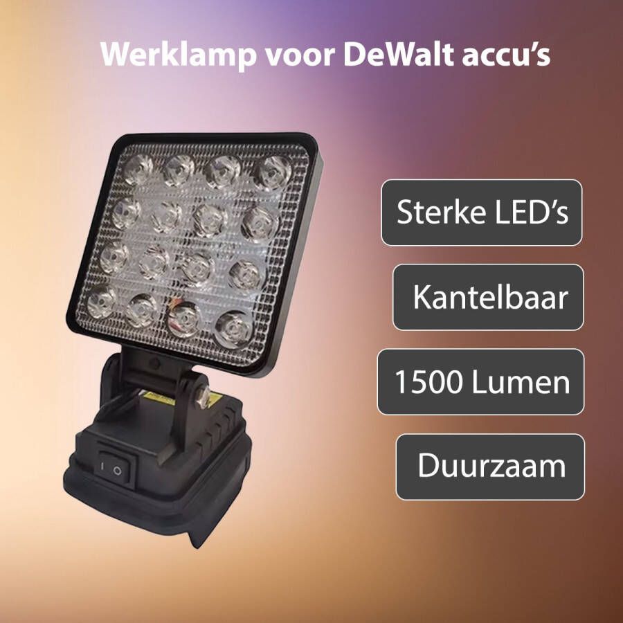 Snuffelvoordeel Krachtige LED-lamp voor DeWalt Accu Ideaal voor Werk Bouw en Klussen Draagbare Schijnwerper voor DeWalt Accu Bouw- en Doe-Het-Zelf Hoogwaardige kwaliteit LED Bouwlamp Geschikt voor Buitengebruik Duurzaam Compact DeWalt Accessoires