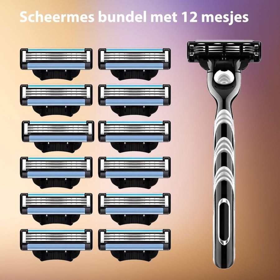 Snuffelvoordeel Scheermes Bundel 3-laags 12 Mesjes Aloe Vera Anti Slip Kantelbaar Beschermlaag