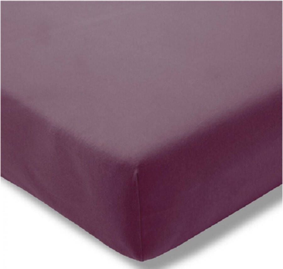 Soco Boxspring Hoeslaken Jersey 90x190 200 cm Aubergine Hoekhoogte 40 cm