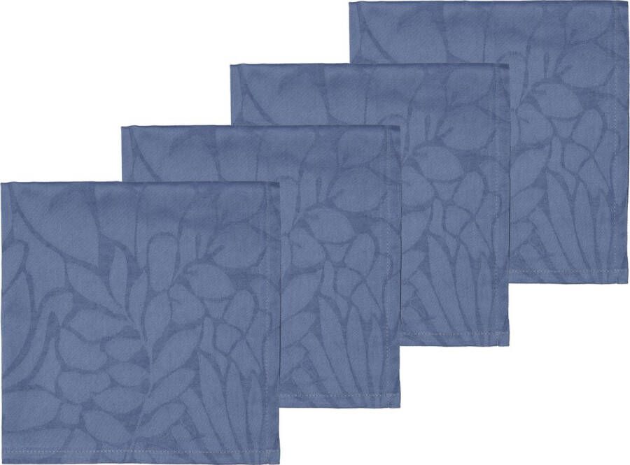 Södahl Abstract leaves Damask Stoffen servetten 45 x 45 cm 4 stuks Blue