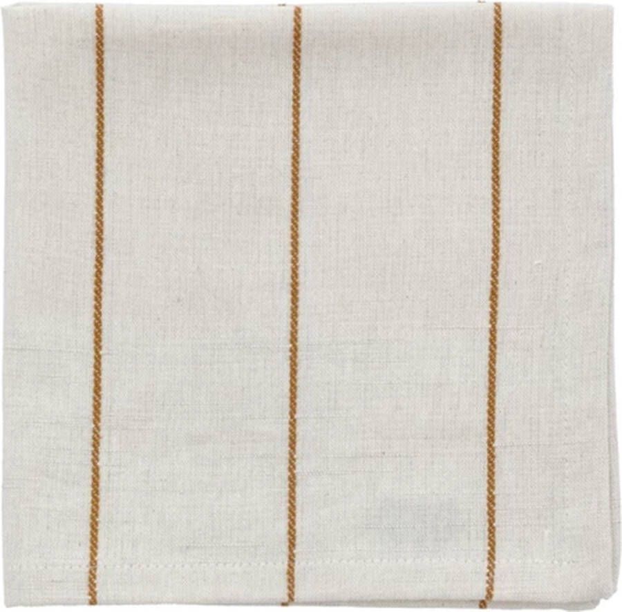 Södahl Line servet set van 4 katoen 40x40cm off white gold