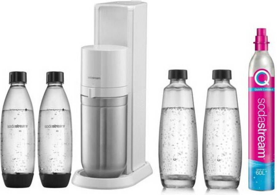 SodaStream DUOBICB Witte DUO-machine Pak 4 flessen (2 DUO-karaffen + 2 Fuse LV) + 1 CQC-wisselcilinder