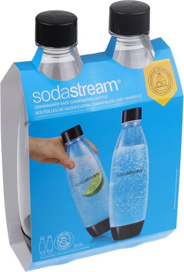 Sodastream 1L Vaatwasserbestendige Flessen Duopack Zwart