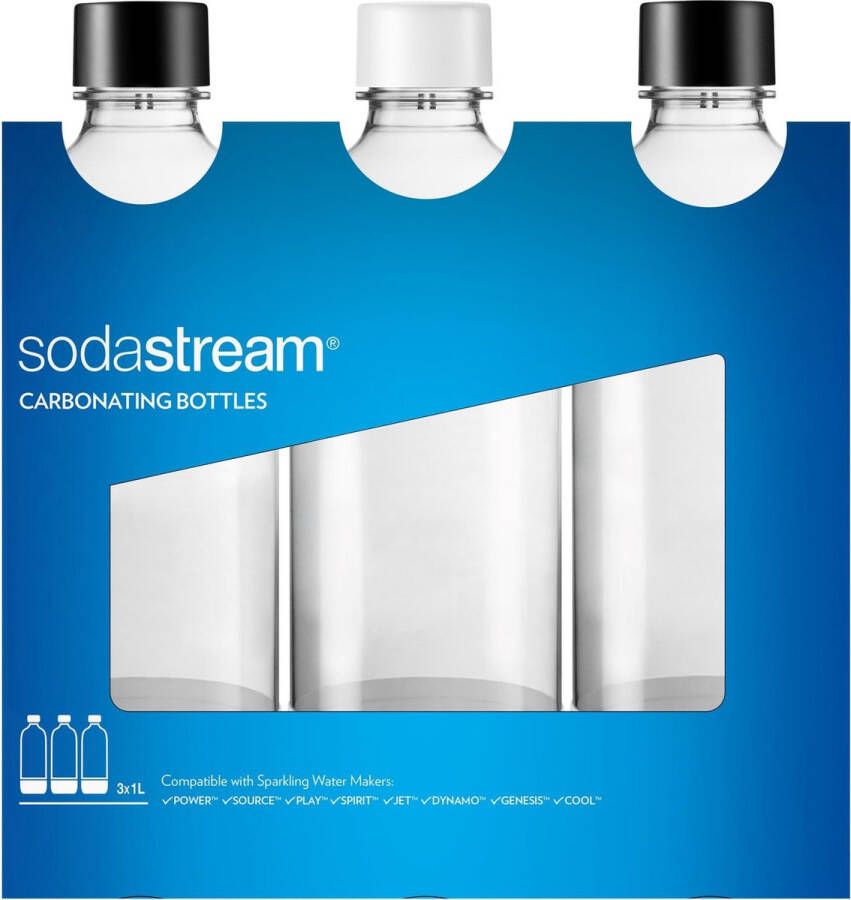 SodaStream PET-fles Carbonating Bottless 3x 1l Zwart Wit