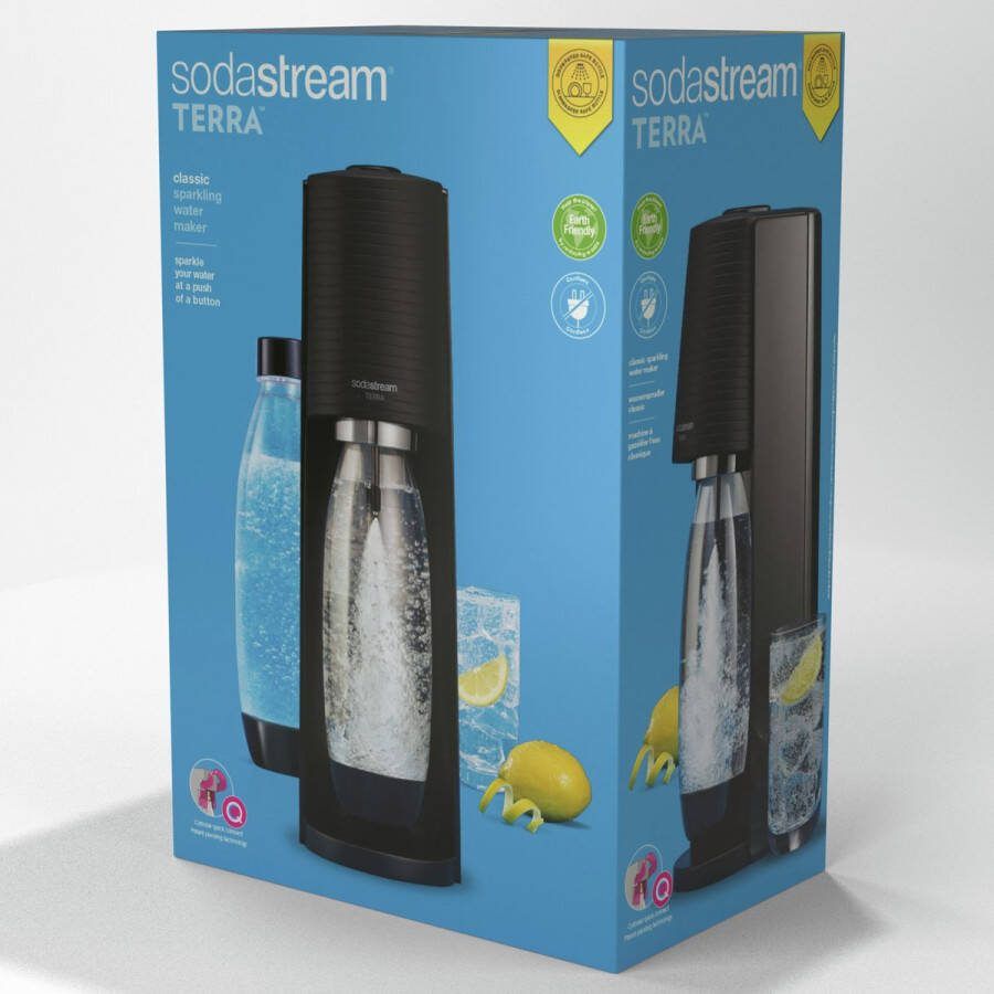 SodaStream TERRA Megapack- zwart- Incl. Quick Connect Koolzuurcilinder Met 2 herbruikbare BPA vrije kunststof flessen