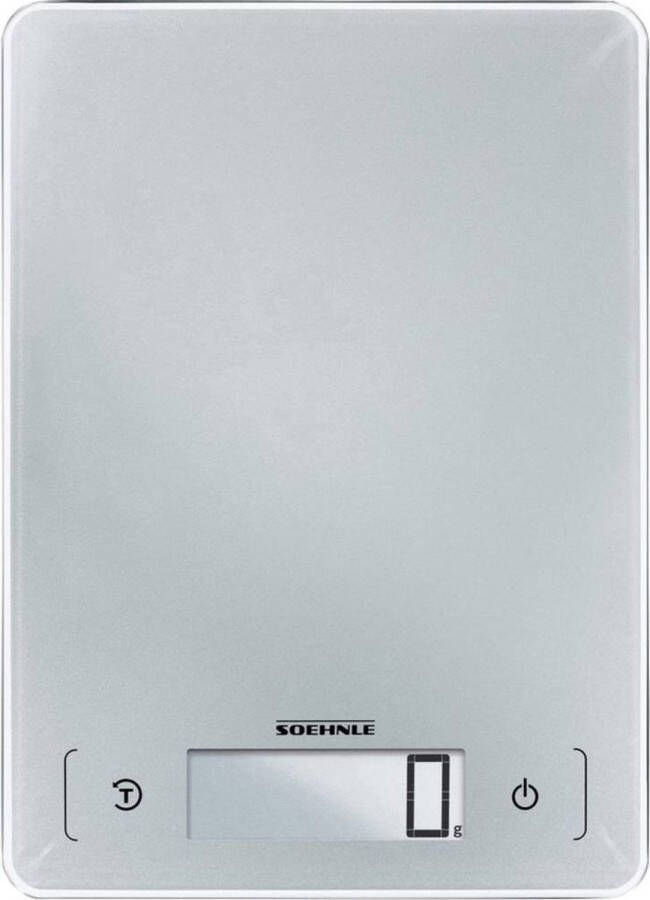 Soehnle keukenweegschaal Page Aqua Proof digitaal waterproof 1 gram nauwkeurig tot 10 kg zilver