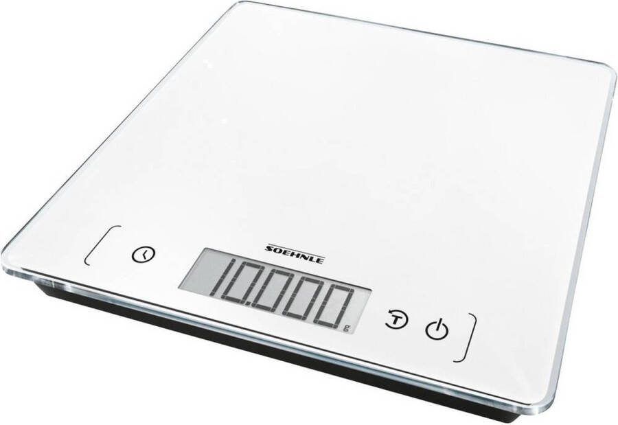 Soehnle keukenweegschaal Page Comfort 400 digitaal extra groot weegvlak 1 gram nauwkeurig tot 10 kg wit