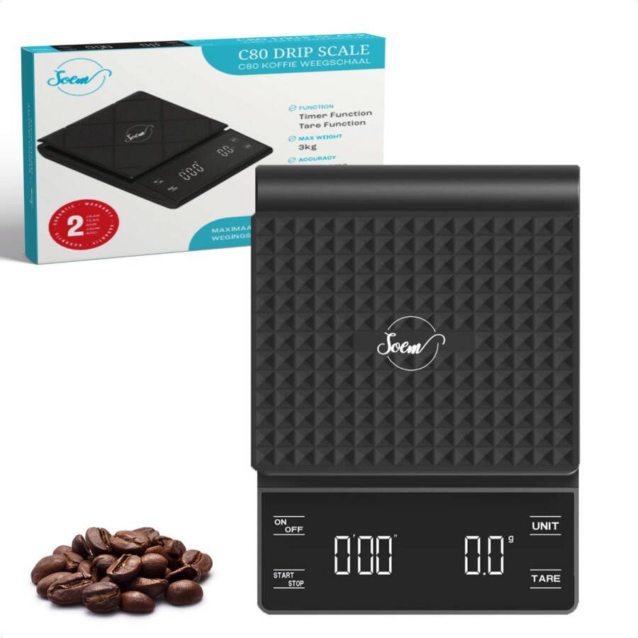 SOEM Koffie weegschaal met Timer Barista Weegschaal Digitale Keukenweegschaal Precisieweegschaal Barista _ incl. batterijen