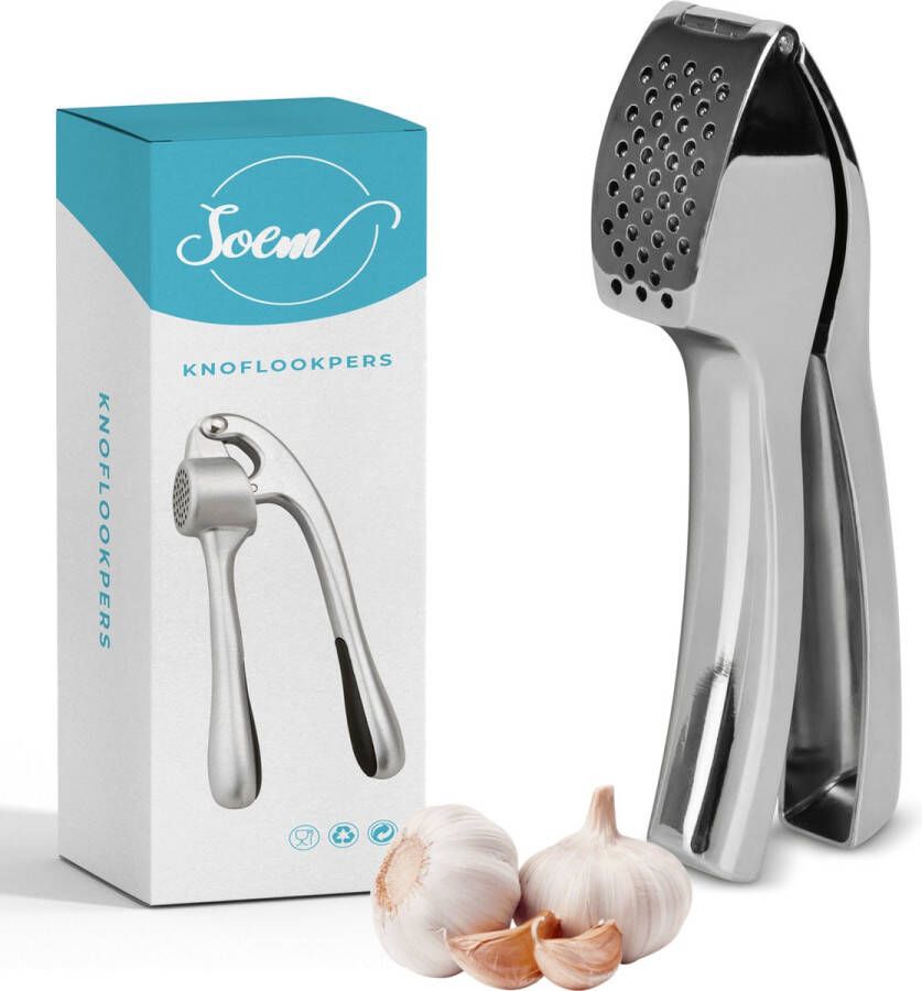 SOEM Products SOEM© Knoflookpers met Ergonomische Handgreep ook geschikt voor Gember RVS Groot reservoir Vierkant | Schoencadeautjes Sinterklaas 2022 Kerst 2022