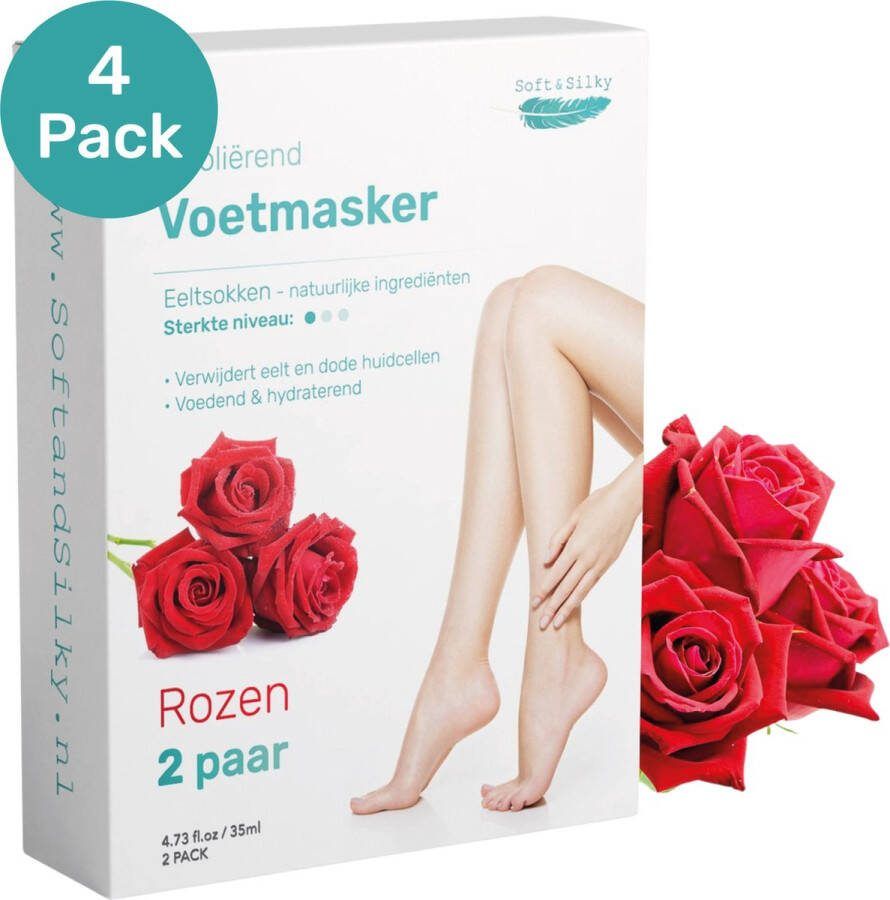 Soft & Silky Eeltsokken 4 pack Foot peel mask Eeltverwijderaar voor voeten Voet Masker Eelt Vijl Rasp creme vervanger Peeling Rozen