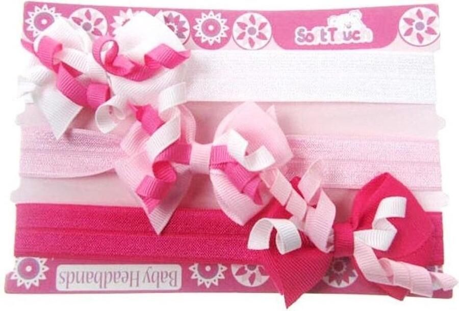 Softtouch Soft Touch Haarband Korker Meisjes Nylon Roze wit 3 Stuks