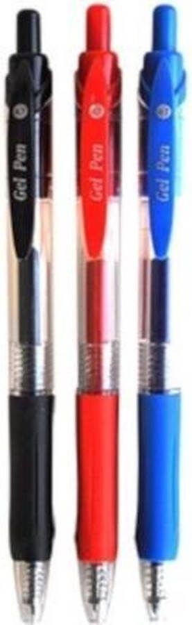 Soho gelpennen – Gelpennen – Blauw en roodkleurig – Gel balpen 3 stuks Puntdikte 0 07cm