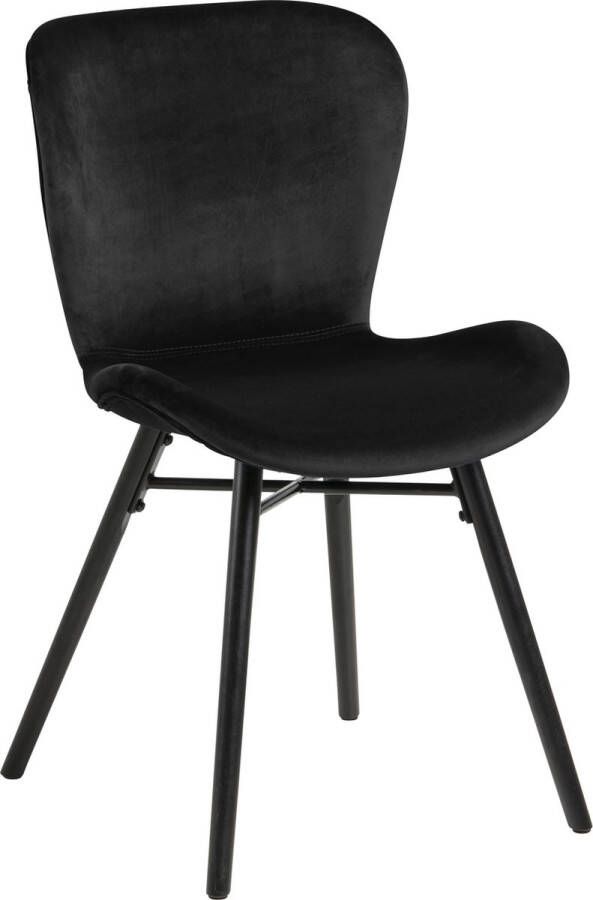 Leen Bakker Eetkamerstoel Helgum fluweel zwart (2 stuks)