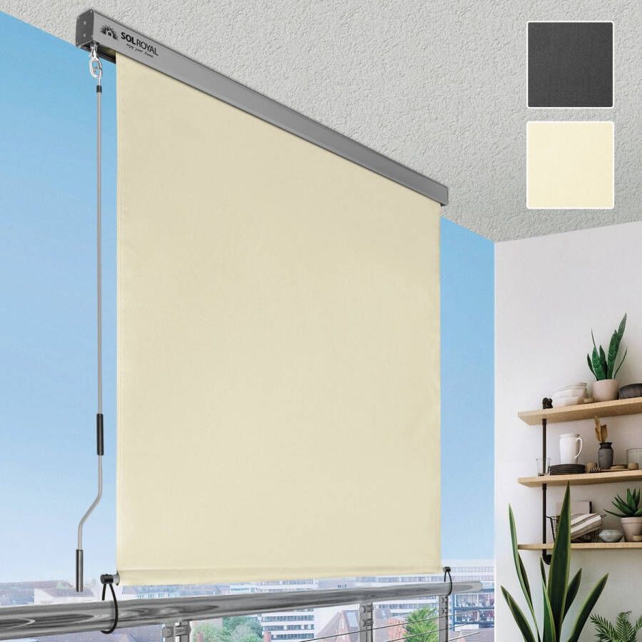 Sol Royal MS5 – Verticale Luifel voor Buiten 180x250 cm – Duurzame Rolgordijn Waterdicht met Afneembare Handslinger – Verticale Zonnescherm Beige voor Terras Balkon Tuin