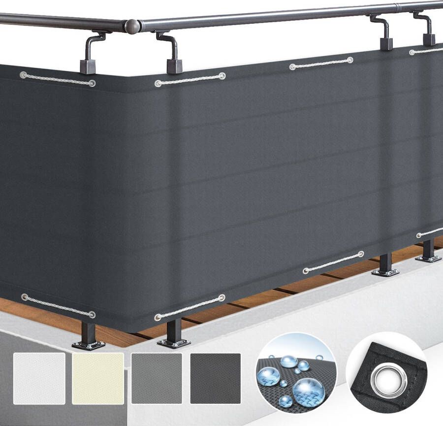 Sol Royal PB2 – Balkonscherm Antraciet 600 x 90 cm – Balkondoek Waterafstotend – UV Bescherming – incl. Bevestigingsmateriaal
