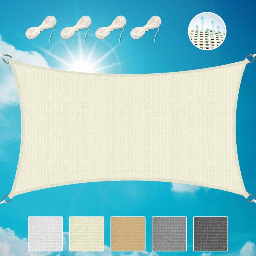 Sol Royal SolVision HS9 – Schaduwdoek Rechthoek 4x6m Natuur – Waterafstotend – UV Bescherming