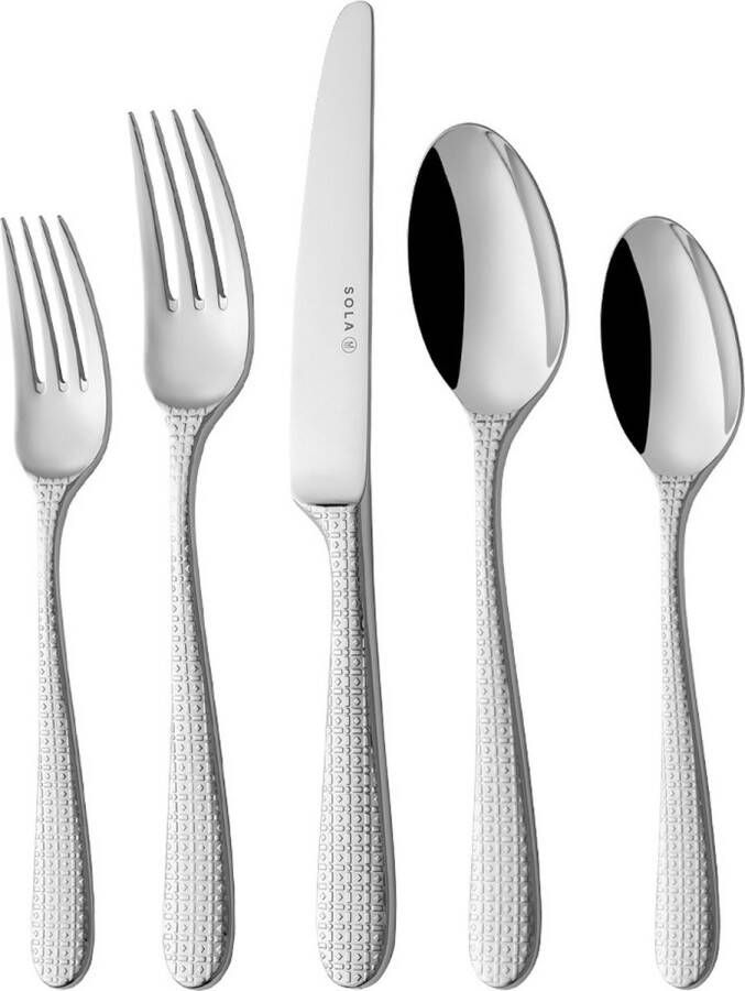 Sola Bestek Set Amsterdam 100 Delig Bestekset 12 Persoons Premium Vaatwasserbestendig Zilverwit Premium Edelstaal 18 10 RVS Zilver