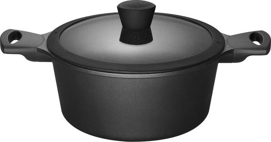 Sola Fair Cooking Braadpan Ø 24 cm Aluminium en RVS Pan 3 5 L Anti-aanbaklaag Geschikt voor Inductie Elektrisch Gas en Keramisch Zwart Wit