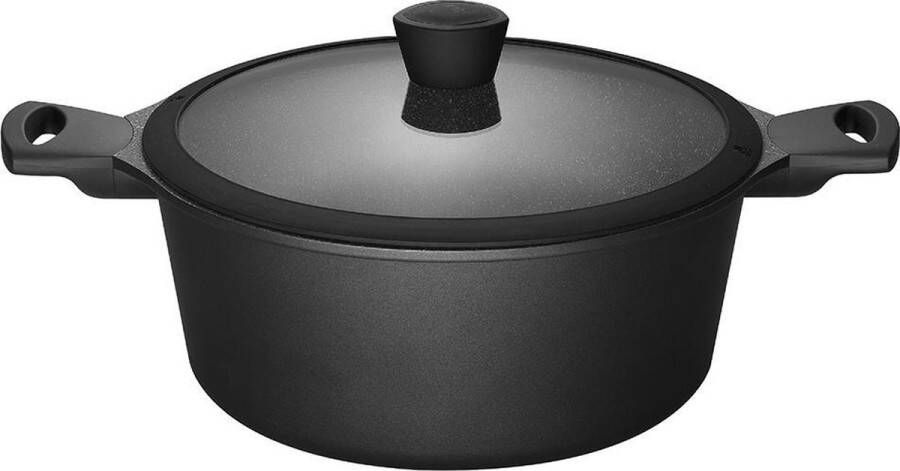 Sola Fair Cooking Braadpan Ø 28 cm Aluminium en RVS Pan 5 L Anti-aanbaklaag Geschikt voor Inductie Elektrisch Gas en Keramisch Zwart Wit