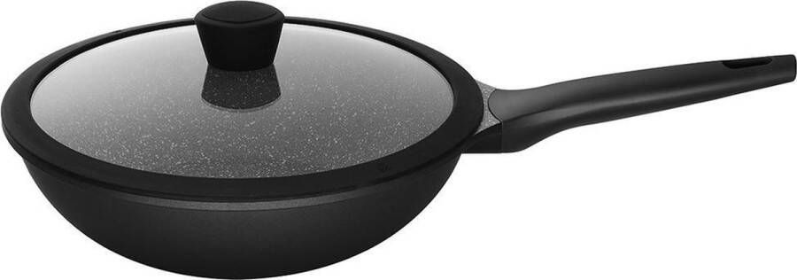 Sola Fair Cooking Wokpan Met Deksel Ø 28 cm Aluminium Wok Pan Met Antiaanbaklaag Geschikt voor Inductie Keramisch Gas en Elektrisch