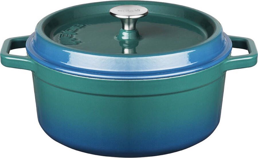 Sola Gietijzer Braadpannen Ø 20 cm Gietijzer Braadpannen Inductie Geschikt voor Elke Warmtebron Blauw groen Extra zware bodem