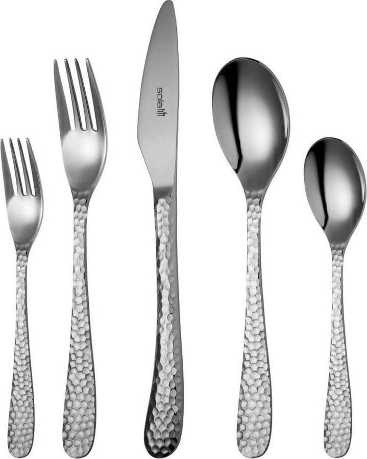 Sola Bestek Set Lima 24 Delig Bestekset 6 Persoons Modern Vaatwasserbestendig Zilverwit Premium Edelstaal 18 10 RVS Zilver