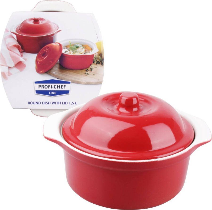Sola Ovenschaal Rond – 1.5 L inhoud – 20 CM Doorsnee Aardewerk Vaatwasser Bestendig – Met Deksel