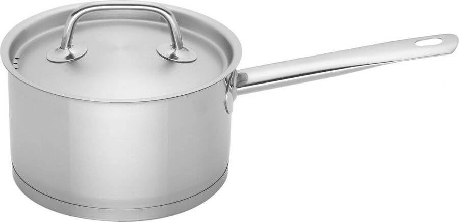 Sola Profiline Steelpan Ø 16 cm RVS Pan met afgiet 1 5 L Geschikt voor Inductie Elektrisch Gas en Keramisch Zilver