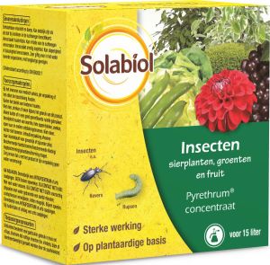 Solabiol Pyrethrum Concentraat 30 ml Insecten Bestrijdingsmiddel op Plantaardige basis Insectenspray voor Tuin 15 L