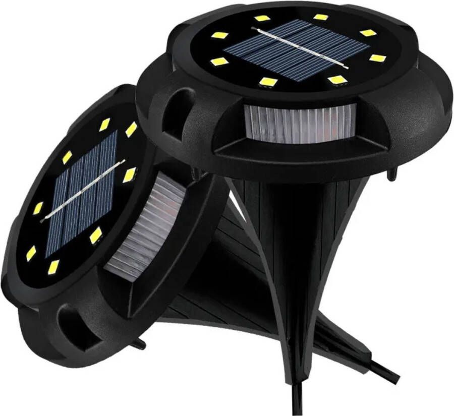 Solar Outdoor Grondspot Hoogwaardige kwaliteit zonne-energie 8 LEDs bovenlicht warm wit zijlicht blauw