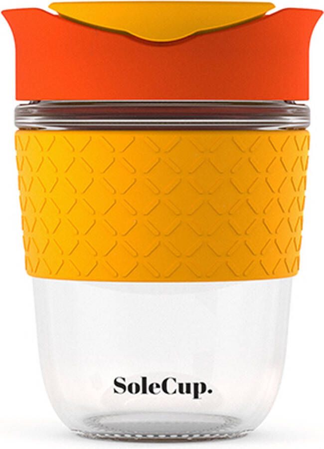 SoleCup koffie beker to go glas 340 ml oranje geel