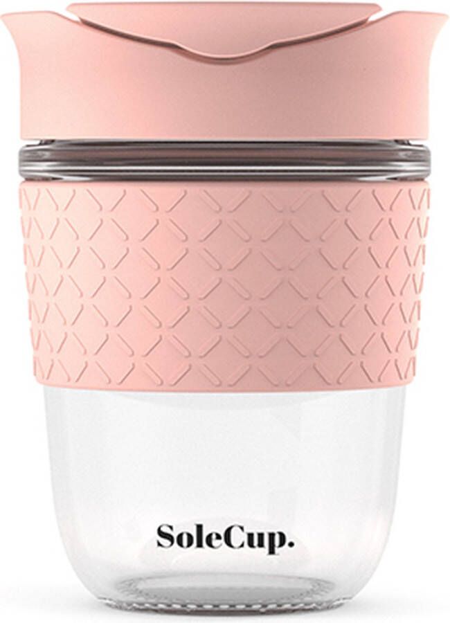 SoleCup koffie beker to go glas 340 ml roze