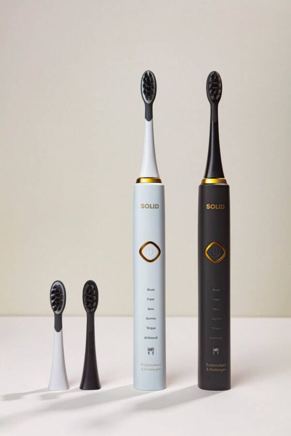Solid Brush Duo Pack Wit & Zwart Sonische tandenborstels met 6 verschillende standen. Batterij duur meer dan 3 weken.