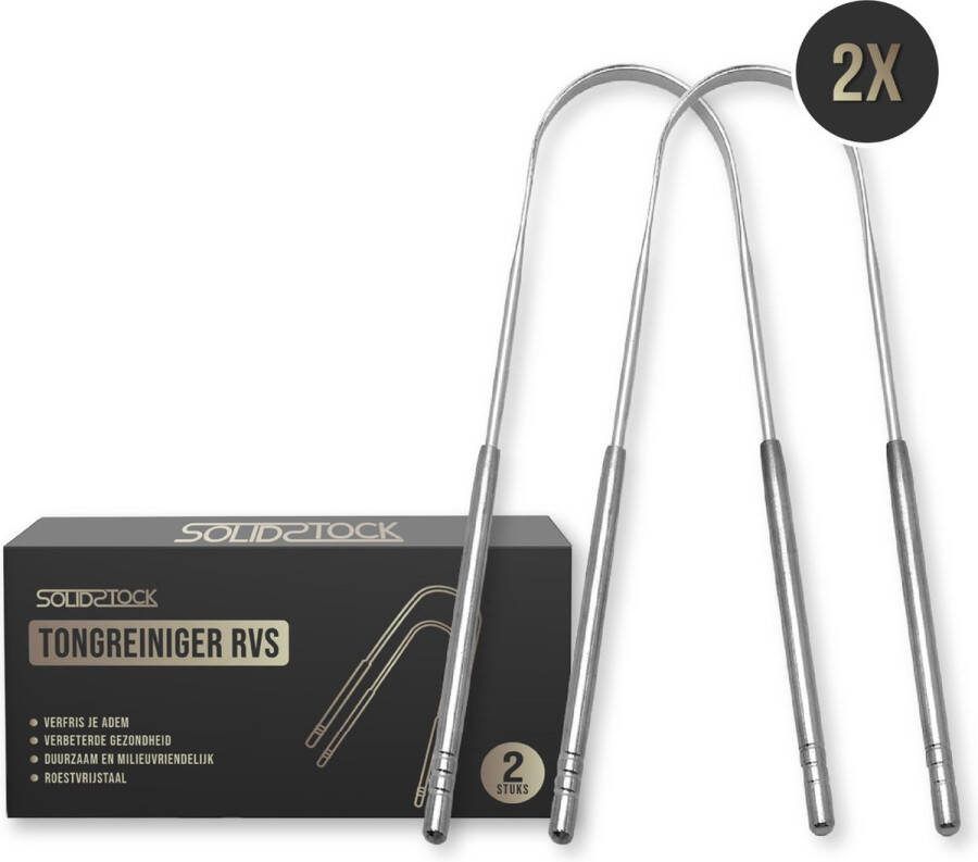 SolidStock Professionele Tongschraper voor Mondverzorging 2 pack Ayurveda RVS
